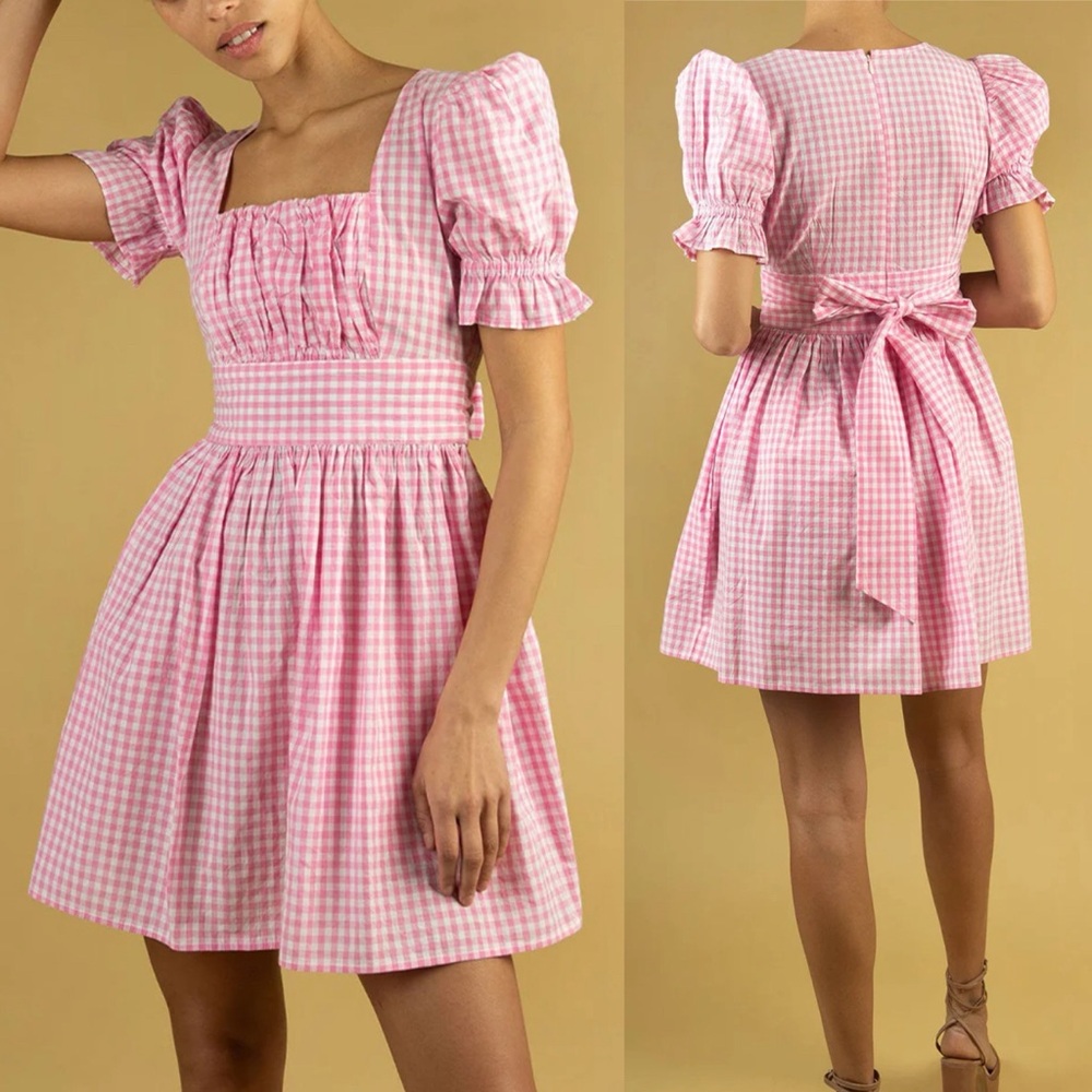 Batsheva Popham Dress Pink Gingham